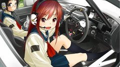 Police headphones cars anime girls vehicles school uniforms 
