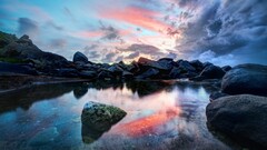 pond virgin islands rock landscape clouds sunset water caribbean