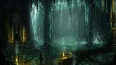 Pool crocodile temple