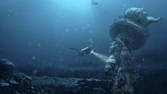 Post-apocalyptic diver fish Statue