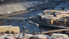 Prague rivers cityscapes tilt-shift winter sports