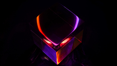 predator (creature) helmet crystal abstract red orange purple