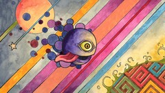 psychedelic artwork surreal stripes tongues eyes colorful purple