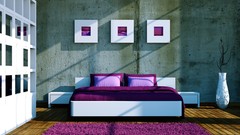 Purple beds interior design vases wooden floor Rugs picture 