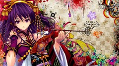 Purple hair checkered curly