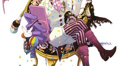 Purple hair green hair