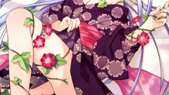 Purple hair lying down