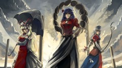 Purple hair red eyes