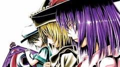 Purple hair red eyes