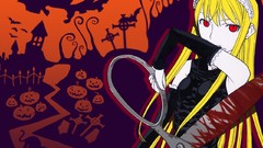 Purple orange cross blood Anime chest Halloween red eyes 