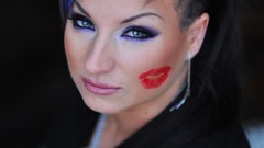 Purple woman kissing portraits self-portrait kissy