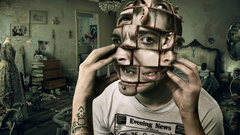 Puzzle face head horror cut mixed creepy