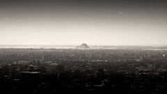 Pyramids Egypt monochrome buildings cities skies Cairo