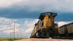 Railroad tracks locomotives