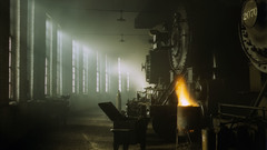 Railroad tracks steam engine