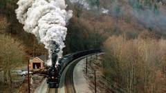 Railroad tracks steam engine