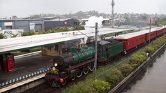 Railroad tracks Steam train