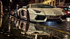 Rain Auto cars Lamborghini vehicles streets Supercars italian 