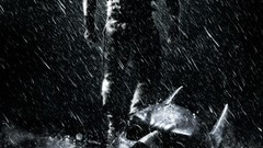 Rain Batman monochrome masks Bane shattered Batman The Dark 