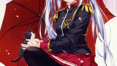 Rain cats Umbrellas skirts anime girls uniforms pantyhose 