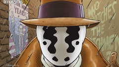 Rain graffiti hats Rorschach Watchmen brick wall artwork RONALD 