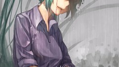 Rain headphones blood wet Cigarettes sitting water drops 