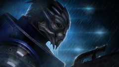 Rain mass effect garrus vakarian artwork video games fantasy 