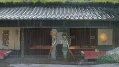 Rain Plants dress Umbrellas tie hats reflections water drops 