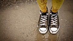 Rain Shoes puddles Converse legs mud