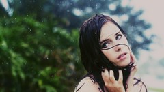 Rain woman brunettes wet hair Nora Tschirner