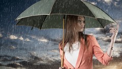 Rain woman in the rain