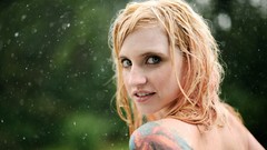 Rain woman wet blondes tattoos Rigel SG