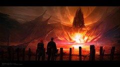 Red Adventure flames awakening science fiction digital art 