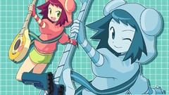 Red anime girls green eyes short hair Rockman