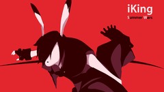 Red Anime king parody silhouettes gloves monochrome anime girls 