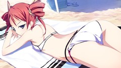 Red ass Beaches anime girls bare shoulders game cg bikini soft 