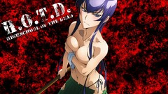 Red background long hair anime girls highschool of the dead 