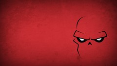 Red background red skull minimalistic blo0p villians