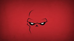 Red background red skull minimalistic blo0p villians