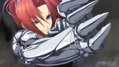 Red blade Anime armor anime girls blue eyes game cg kikokugai