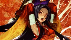 Red Butterflies woman weapons Katana samurai red eyes Swords 