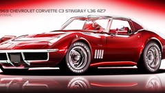 Red cars Chevrolet Corvette C3 vehicles 1969 stingray digital 