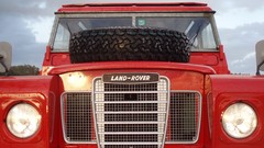 Red cars close-up Land Rover Off-Road Offroad front view trucks 