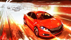 Red cars Dodge vehicles artwork dodge dart