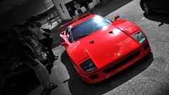 Red cars vehicles ferrari f40 selective coloring