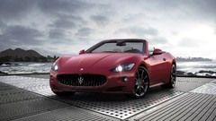Red cars vehicles Maserati GranCabrio