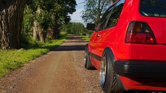 Red cars vehicles WV Volkswagen Golf GTI