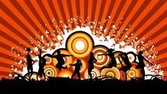 Red dance retro silhouettes grunge digital illustration