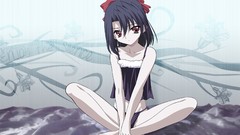 Red eyes anime girls short hair school days purple hair Kiyoura 