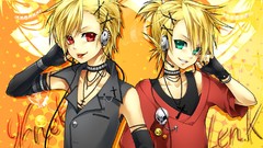 Red eyes blondes blue eyes vocaloid kagamine rin nekomimi 
